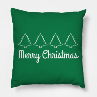 Minimalist Merry Christmas Tree Line Pillow