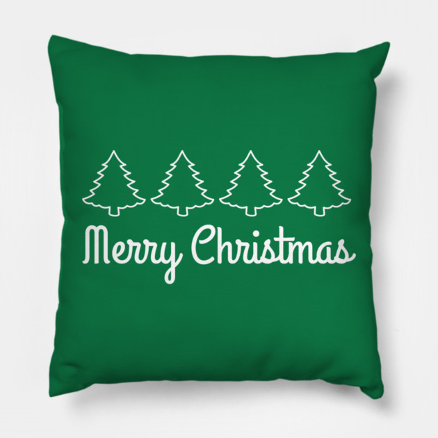 Minimalist Merry Christmas Tree Line Pillow by Creatifly Graphic Tees