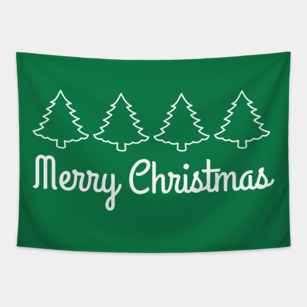 Minimalist Merry Christmas Tree Line Tapestry by Creatifly Graphic Tees