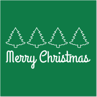Minimalist Merry Christmas Tree Line Posters and Art