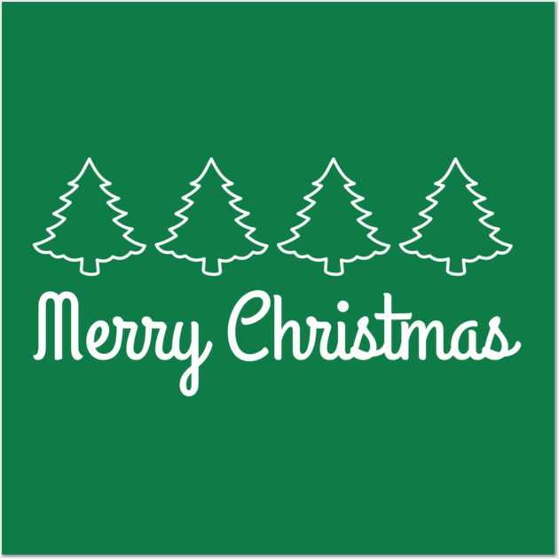 Minimalist Merry Christmas Tree Line Wall Art by Creatifly Graphic Tees