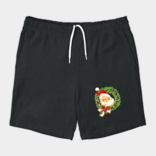 Mid-Century Santa with Wreath Retro Vintage Christmas Shorts