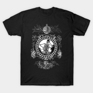 Skull & Rose Mirror Graphic T-Shirt Gothic Ornate Illustration T-Shirt