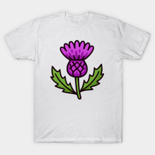 Scottish Thistle Cute Cartoon Flower Scotland Nature Emblem T-Shirt