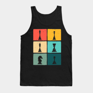 Retro Pop Art Chess Pieces Colorful Board Game Player Tank Top