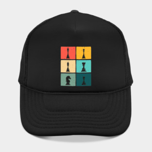 Retro Pop Art Chess Pieces Colorful Board Game Player Hat