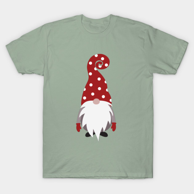 Whimsical Polka-Dot Holiday Gnome T-Shirt by JunkyDotCom