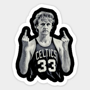 larry bird MIDDLE FINGER Retro 90s Sticker