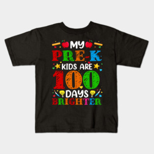 Bright Pre-K Kids Celebrating 100 Days Smarter With Colorful Fun Kids T-Shirt