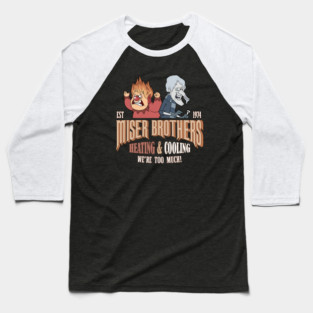 Retro Miser Brothers Heating and Cooling Baseball T-Shirt