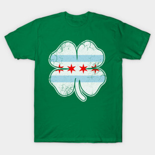 Lucky Clover Irish Chicago Flag St Patricks Day T-Shirt