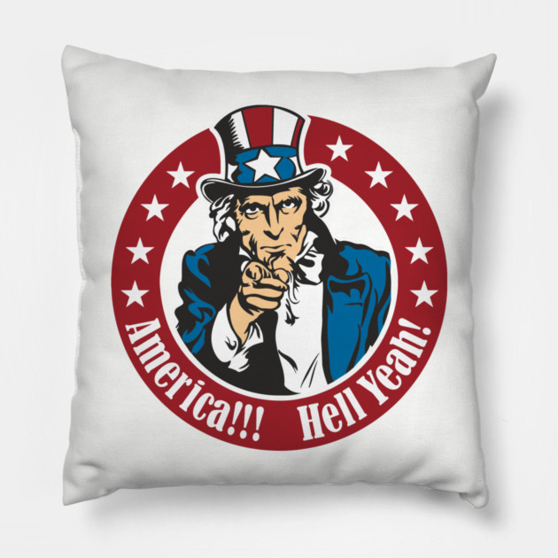 America Hell Yeah Loud And Proud Patriotic Humor Pillow by Anticorporati