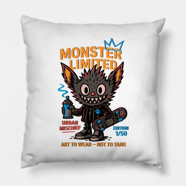 Monster Limited Edition Art to Wear - Not to Tame Pillow by Art2Wear