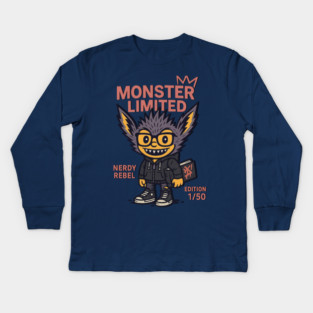 Nerdy Monster Limited Edition Graphic Novel Fan Kids Long Sleeve T-Shirt