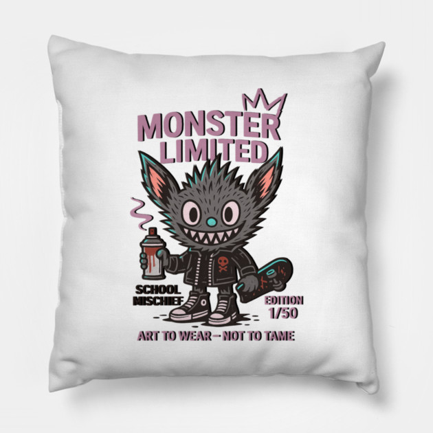 Monster Mischief Limited Edition, Back to School Pillow by Art2Wear