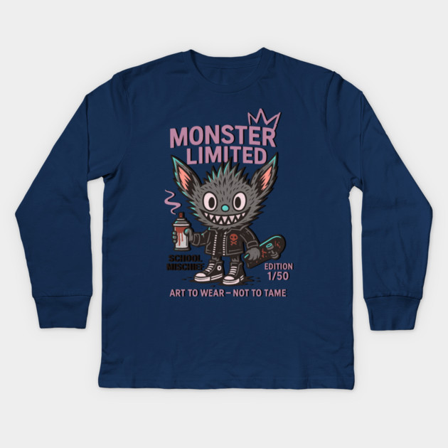 Monster Mischief Limited Edition, Back to School Kids Long Sleeve T-Shirt by Art2Wear