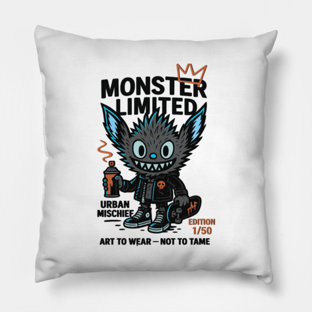 Urban Mischief Limited Edition Monster Graphic Tee Pillow by Art2Wear