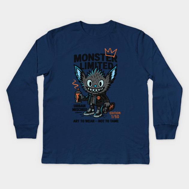 Urban Mischief Limited Edition Monster Graphic Tee Kids Long Sleeve T-Shirt by Art2Wear