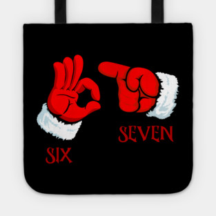 Funny Christmas 67 Six Seven Hand Gesture Tote