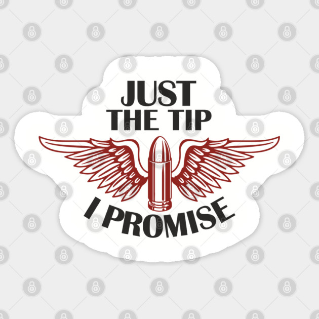 Just the Tip I Promise Bullet Joke Gun Culture Sticker by Anticorporati