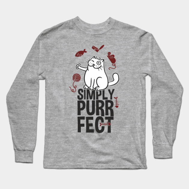 Simply Purrfect Lazy Cat Attitude Long Sleeve T-Shirt by Anticorporati