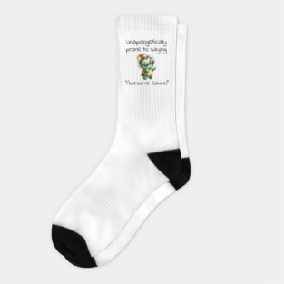 Adorable Turtle Unapologetically Prone to Saying "Awesome Sauce!" Socks