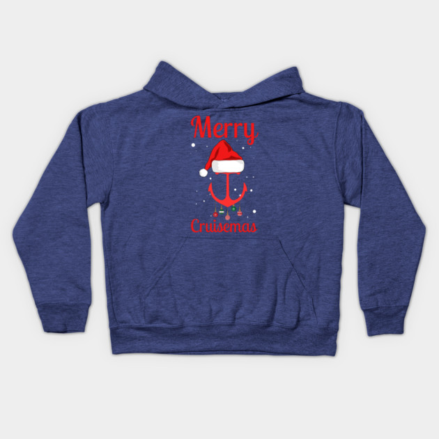 Merry Cruisemas Anchor Holiday Humor Kids Hoodie by Creatifly Graphic Tees