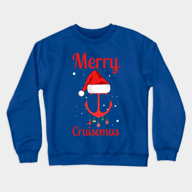 Merry Cruisemas Anchor Holiday Humor Crewneck Sweatshirt by Creatifly Graphic Tees