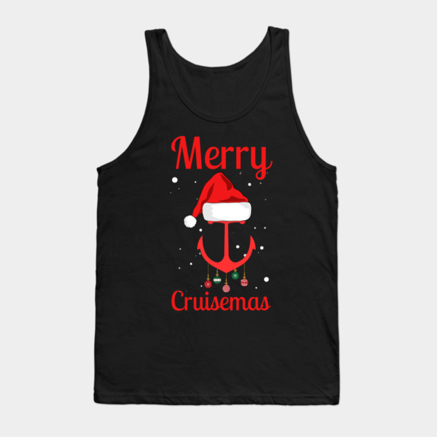 Merry Cruisemas Anchor Holiday Humor Tank Top by Creatifly Graphic Tees