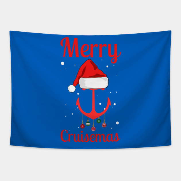 Merry Cruisemas Anchor Holiday Humor Tapestry by Creatifly Graphic Tees