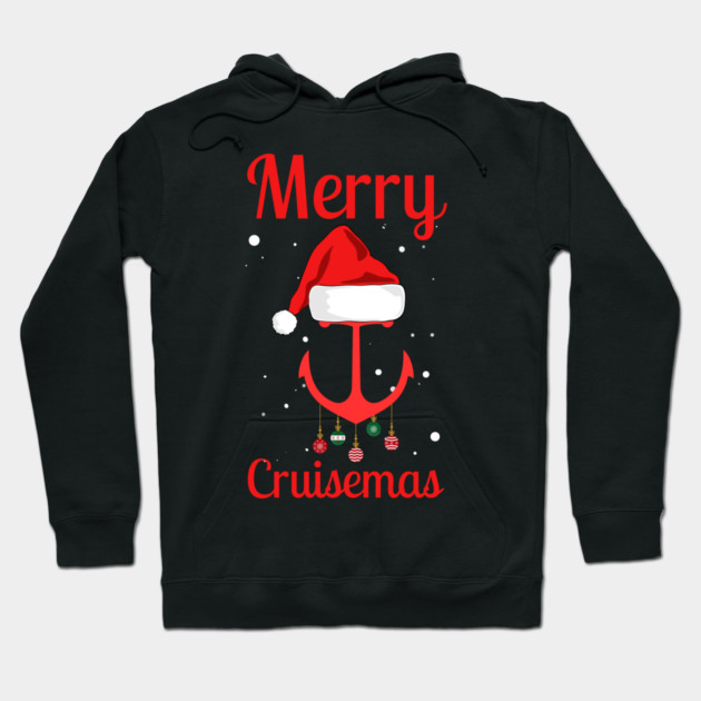 Merry Cruisemas Anchor Holiday Humor Hoodie by Creatifly Graphic Tees