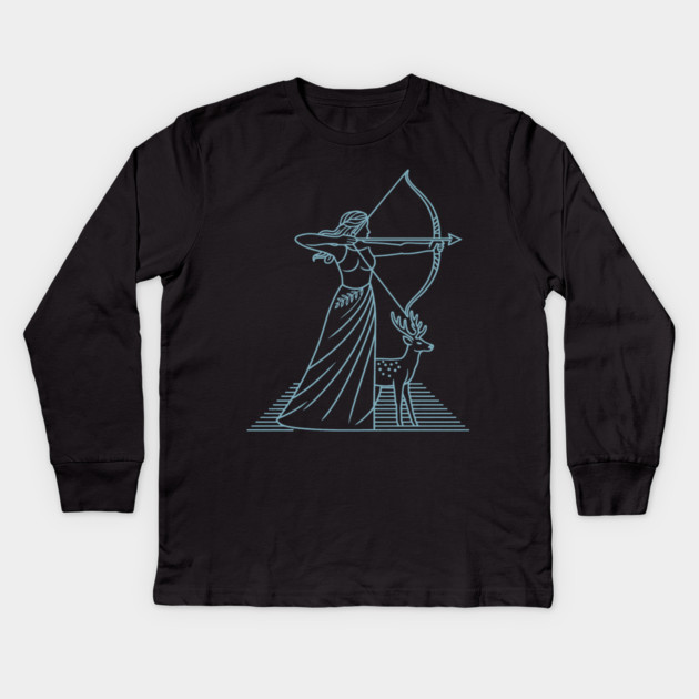 Sagittarius 2025 - Goddess Artemis Kids Long Sleeve T-Shirt by CreativeSage