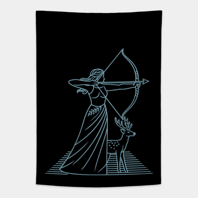 Sagittarius 2025 - Goddess Artemis Tapestry by CreativeSage