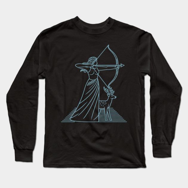 Sagittarius 2025 - Goddess Artemis Long Sleeve T-Shirt by CreativeSage
