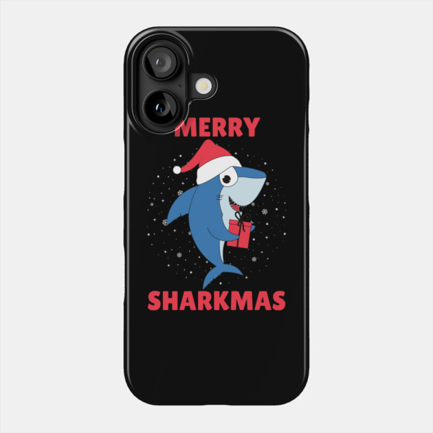 Merry Sharkmas Holiday Shark Fun Phone Case by Creatifly Graphic Tees