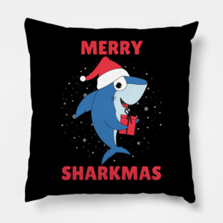 Merry Sharkmas Holiday Shark Fun Pillow