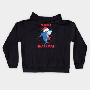 Merry Sharkmas Holiday Shark Fun Kids Hoodie