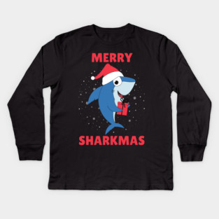 Merry Sharkmas Holiday Shark Fun Kids Long Sleeve T-Shirt