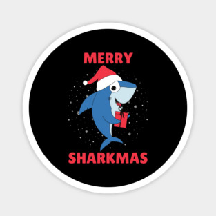 Merry Sharkmas Holiday Shark Fun Magnet