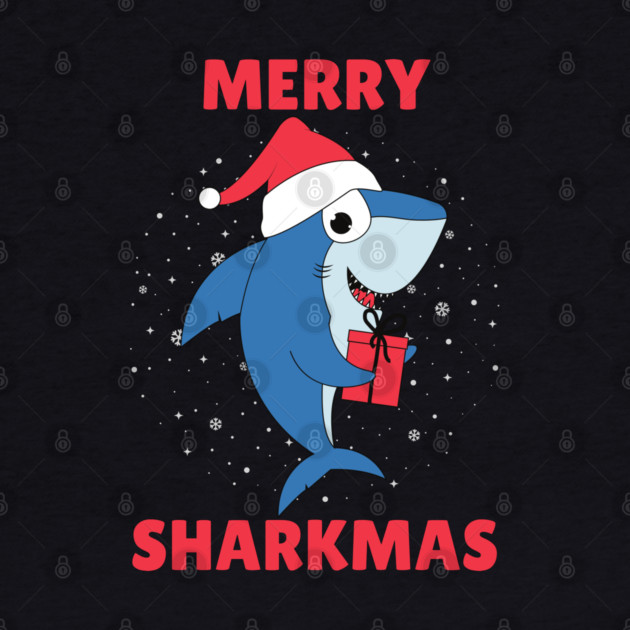 Merry Sharkmas Holiday Shark Fun by Creatifly Graphic Tees
