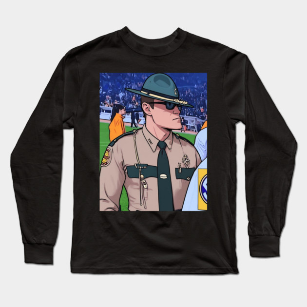 Gigachad Officer Cassius Thundercock Meme Fanart Long Sleeve T-Shirt by mohamed's Store 72