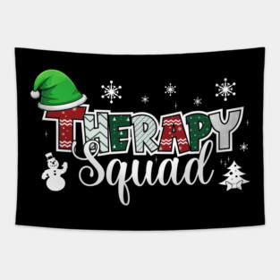 Therapy Squad Funny Christmas Elf Group T-Shirt Tapestry
