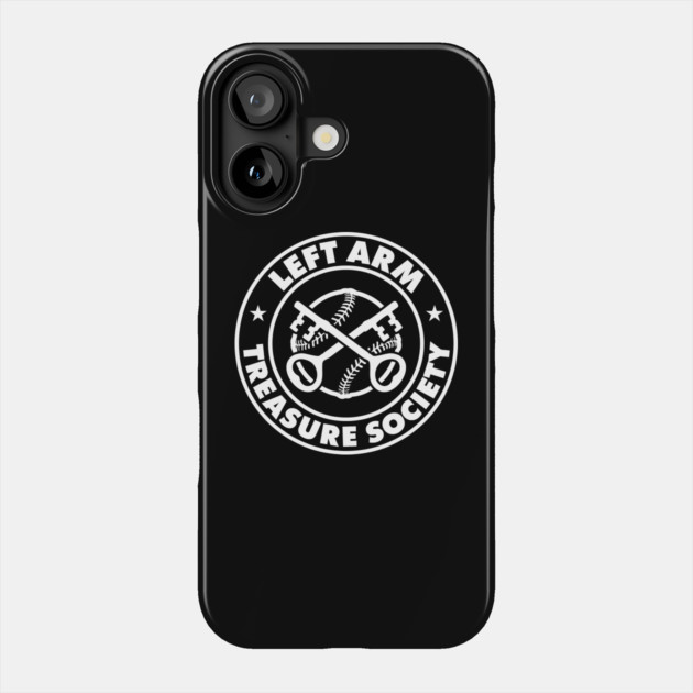 Left Arm Treasure Society Black Tee Design Phone Case by GZM Podcasts