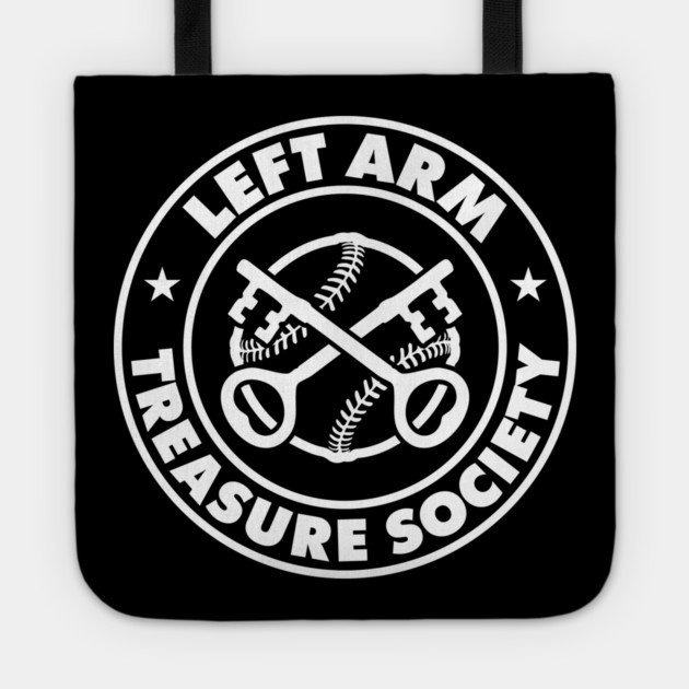 Left Arm Treasure Society Black Tee Design Tote by GZM Podcasts