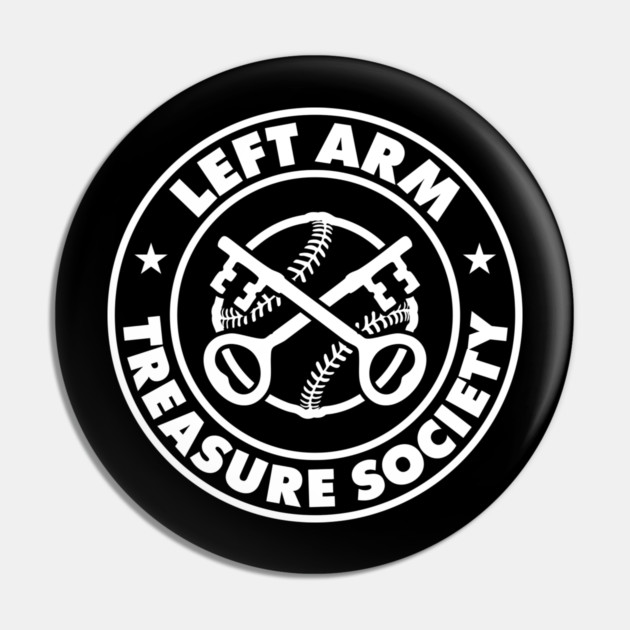 Left Arm Treasure Society Black Tee Design Pin by GZM Podcasts
