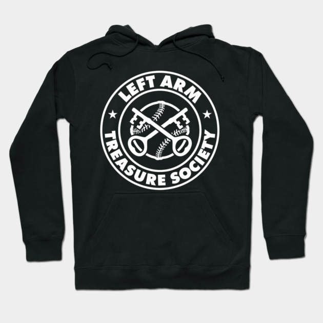 Left Arm Treasure Society Black Tee Design Hoodie by GZM Podcasts