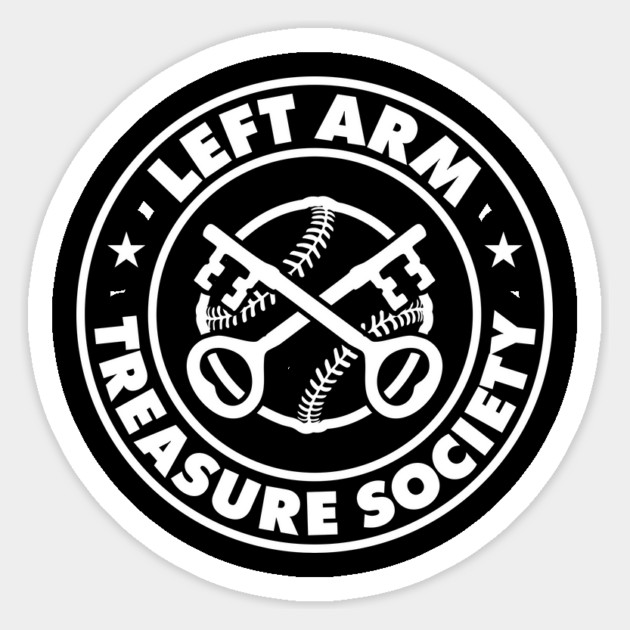 Left Arm Treasure Society Black Tee Design Sticker by GZM Podcasts