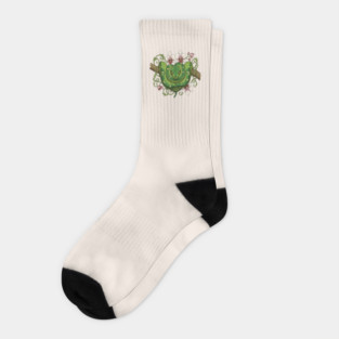 Green Tree Python Snake and Orchid Vines Socks