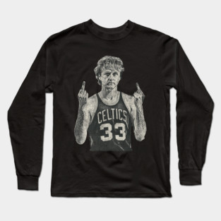 larry bird MIDDLE FINGER_Vintage style Long Sleeve T-Shirt