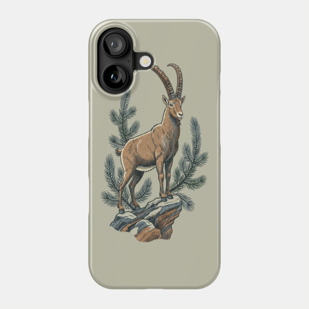Alpine Ibex Mountain Goat on Rocky Cliff Phone Case by BirdsnStuff